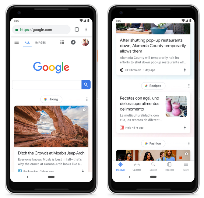 celular con imagenes de google discover